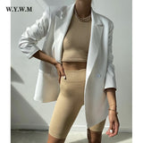 Summer Skinny Tank Sets Women Harajuku Fashion Casual Two Pieces Cotton Vest High Waist Knitted Shorts Female Sexy