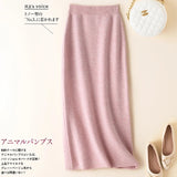 Winter Cashmere Knitted long skirts for women y2k fashion Mid-Length High Waist A-line Skirts Female Wool Bottoms