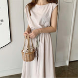 Literary Dress for Women Round Neck Mid-length A-line Cotton and Linen Large Size Dresses Party