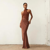 Women's Fashion Half-High Collar Sleeveless Body Splicing Hollow Bag-And-Smbled