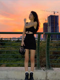 Dress Women's Clothes Spaghetti Strap Hollow Out Sleeveless Slim Sheath Spring Summer Mini Dress Lady Casual Mujer