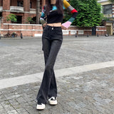 Zingj Black Jeans Female Autumn And Winter Hot Girl High Waist Show Thin Versatile Pants Retro Micro Horn