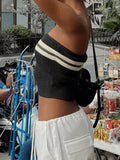 Knit Striped Bandeau Crop Top- Outfit