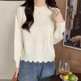 Color Retro Lazy Loose-Set Bottom Knitted Blouse 2024 Spring New Pullover