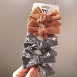 Pcs/set Cotton Linen Plaid Bowknot Hair Clips For Cute Girls Floral Handmade Hairpins Barrettes Headwear Kids Hair