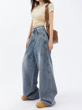Zingj Wide-Leg Jeans Female Autumn 2024 New High Waist Loose Show Thin Feeling Straight Floor