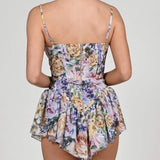 Multicolor Floral Print Sexy Sling Dress Women Summer Chiffon Super-Short Dress Holiday Beach Sundress