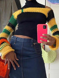 Striped Long Sleeve Bolero Knit Top- Outfit