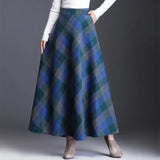 Waist Woolen Skirts Women Winter 2019 Fashion Streewear Wool Long Pleated Skirt Casual Ladies Saia Longa Plaid Female