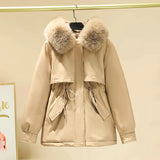 Send To Overcome The Female 2024 New Add Velvet Add Thick Cotton-Padded Jacket Winter Wear Korean Version Small Down Cotton-Padded Jacket Coat Season-Outfit