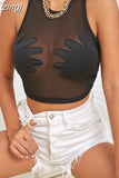 Mesh Patchwork Tank Tops Women Sexy O-Neck Sleeveless Summer Skinny Vest Trend Wild Party Clubwear Slim Tees