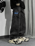 Men's Distressed Star Embroidered Loose Jeans- Outfit