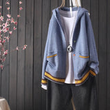 women's 2021 autumn new hooded knitted cardigan Korean style small fresh button sweater outer top