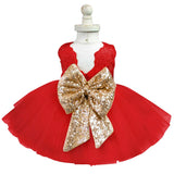Princess Dress Bowknot Sequined Party Tutu Gown Kids Dresses For Girls Baby Casual Wear Rainbow Frocks Children