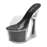 Zingj New Korean Version Of The Nightclub Car Model Shoes Super High Heels Thick Heel Waterproof Platform Sandals Transparent Crystal