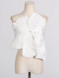 Zingj New Spring / Summer Sexy Pearl Inlaid Three-Dimensional Flower Splicing Design Sense Hang Neck To Wipe Chest Belt Jacket
