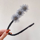 Women Elegant Bud Chiffon Flowers Bun Maruko Hairstyles Making Long Tools Sweet Headband Hairbands Fashion Hair