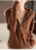 Autumn And Winter New Japanese And Korean Lazy Style Hooded Zipper Cardigan Women's Loose Thin Sweater