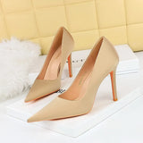 Zingj Korean Spring And Autumn Fashion Simple Silk High Heels Fine Heel Shallow Pointed Women's Shoes Banquet High Heel