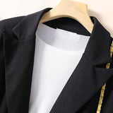 Zingj Autumn New Long Sleeve Large Size Black Small Suit Foreign Style Slim Suit Small Coat Female Tooling-Outfit