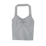 Sexy Hot Girl Hangs The Neck Suspenders The Vest The Female Summer New Design Feeling Wrinkles The Waist To Show The Thin Inside Wears The