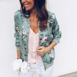 Print Zipper Casual Jacket Women 2019 Spring Summer Long Sleeve Loose Bomber Jacket Coat O Neck Fashion Tops