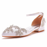 Cm Flat Heds Casual Tip Hollow Sandals Low Heeled White Bungalow Diamond Wedding Shoes Dress