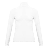Retro T Shirt Sexy See Through Solid Color High Neck Fashion T Shirt Temperament Ladies All Match T