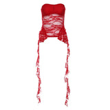 2024 Summer New Women's Lace-Up Tectoral Net Exposed Umbilly Body