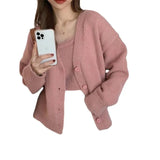 Zingj Style Autumn Condole Belt Vest Knit Cardigan Two Sets Of Jacket Gentle Languid Lazy Wind Sweater Coat Female-Outfit