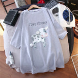 100% cotton cartoon printed short sleeve T-shirt women loose tops Summer streetwear O-neck sweet girls tee shirt