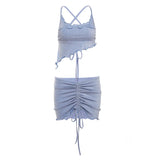 2025 Women's New Hanging Neck-Lup Vest Low-Waisted Hip Skirt