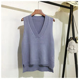 V-neck knitted vest women's sweater autumn and winter new Korean loose wild sweater vest sleeveless sweater