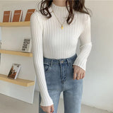 Sweater Women's Fashion Autumn Slim-fit Turtleneck Sweater Soft Solid Slim Pullovers Female All-match Knitted