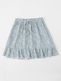 summer new floral minimalist skirt women's ruffled small fresh short skirt light and