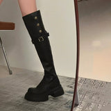 And Velvet Long Boots Girl Small Knight High Boots 2025 Autumn And Winter New Thick Bottom In Two Through The Knee