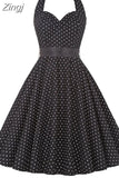 Polka Dot Halter Vintage Dress 50s 60s Gothic Pin Up Rockabilly Dress Robe Femme Sexy Retro Party