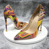 stiletto high heel shallow slip on pointed toe pumps party dress dating multi colors 10cm 8cm sexy lady shoe QP112