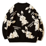 Lamb Fleece Bunny Rabbit Embroidery Sweaters Unisex Couples Thicken Winter O-neck Pullover Goth Streetwear Kawaii