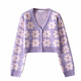 Pointelle Knit Floral Crop CardiganOutfit