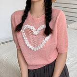 Zingj New Design Sense Female Minority Korean Chic Sweater Sweater Love Bottom Shirt Jacket-Outfit