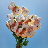 Zingj Woven Rabbit Head Sunflower Sunflower Wool Knitting Flowers Send Bestie Imitation Bouquet Finished