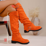 Fashion Autumn And Winter New Women Folded Western Cowboy Round Head Mid-Clinity Women's