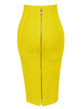 Colors XL XXL Sexy Solid Zipper Orange Blue Black Red White Pink Bandage Skirt Women Elastic Bodycon Summer Pencil Skirt