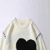 Heart Catcase Embroidered Sweater-Outfit