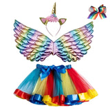 Girl Unicorn Skirt Colorful Fluffy TUTU Skirt Free Headwear Cute Rainbow Skirts Baby Pettiskirt Underskirt