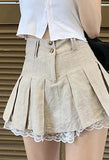 Cotton Linen Pleated Mini Skirt- Outfit