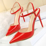Shoes Fashion High Heels Shoes Patent Leather Woman Pumps Sexy Women Heels Blue Sliver Stiletto Heels Women Sandals