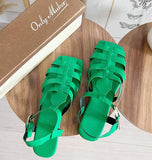 Onlymaker Brand Women's Flat Sandals Summer Casual Soft Genuine Leather Summer Roman Female Big Size Fashion