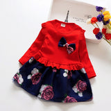 to 6 Yrs Spring Autumn Toddler Girl Dress Long Sleeve Toddler Dress Floral Bow Kids Dresses for Girls Fashion Girls